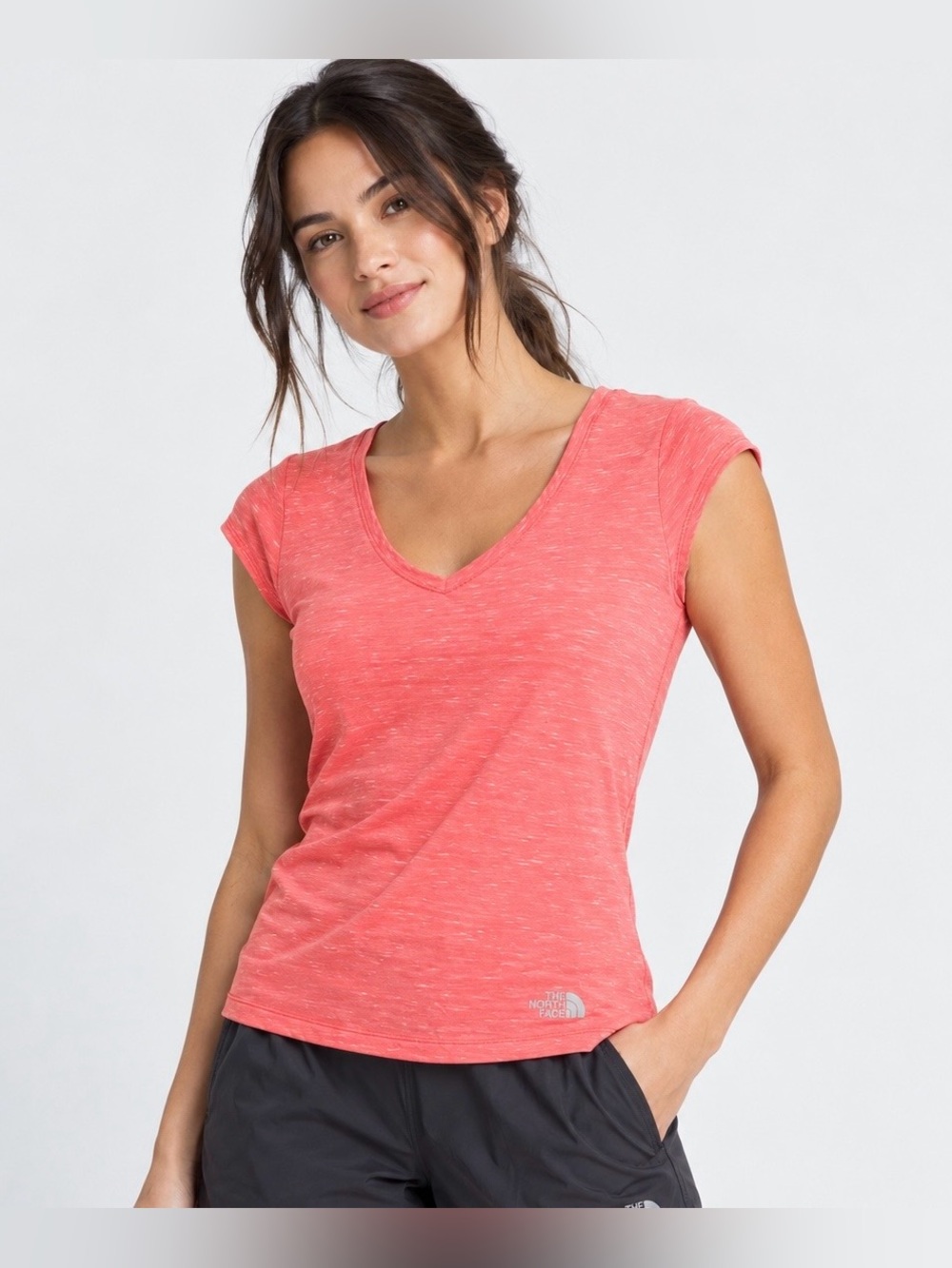 The North Face Coral Heather V-Neck Short Sleeve Tee